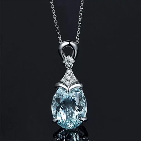 New Luxury Blue Color Pear  Necklaces for Women Anniversary - Picture 2 of 6